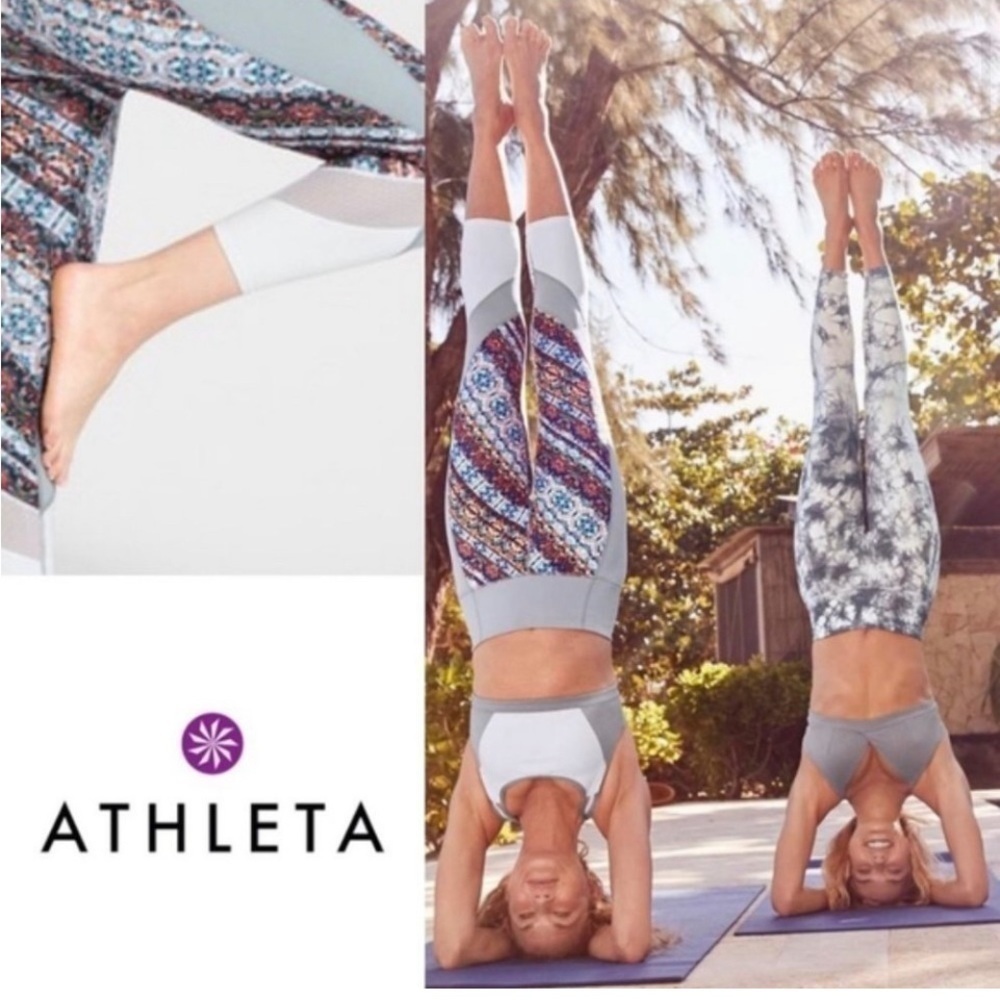 Athleta Nomad Salutation mesh capris leggings